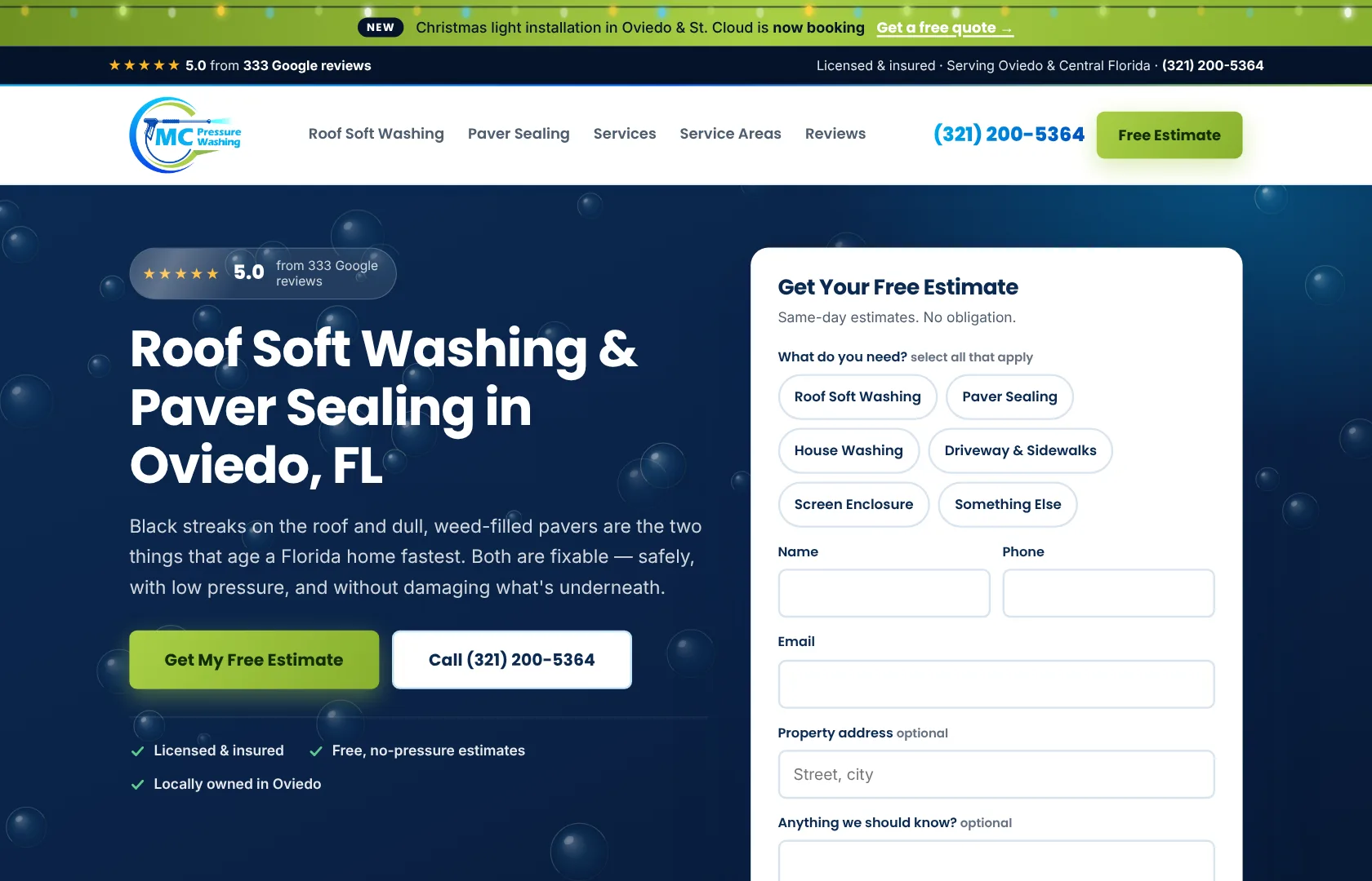 MC Pressure Washing FL website built by The MC System